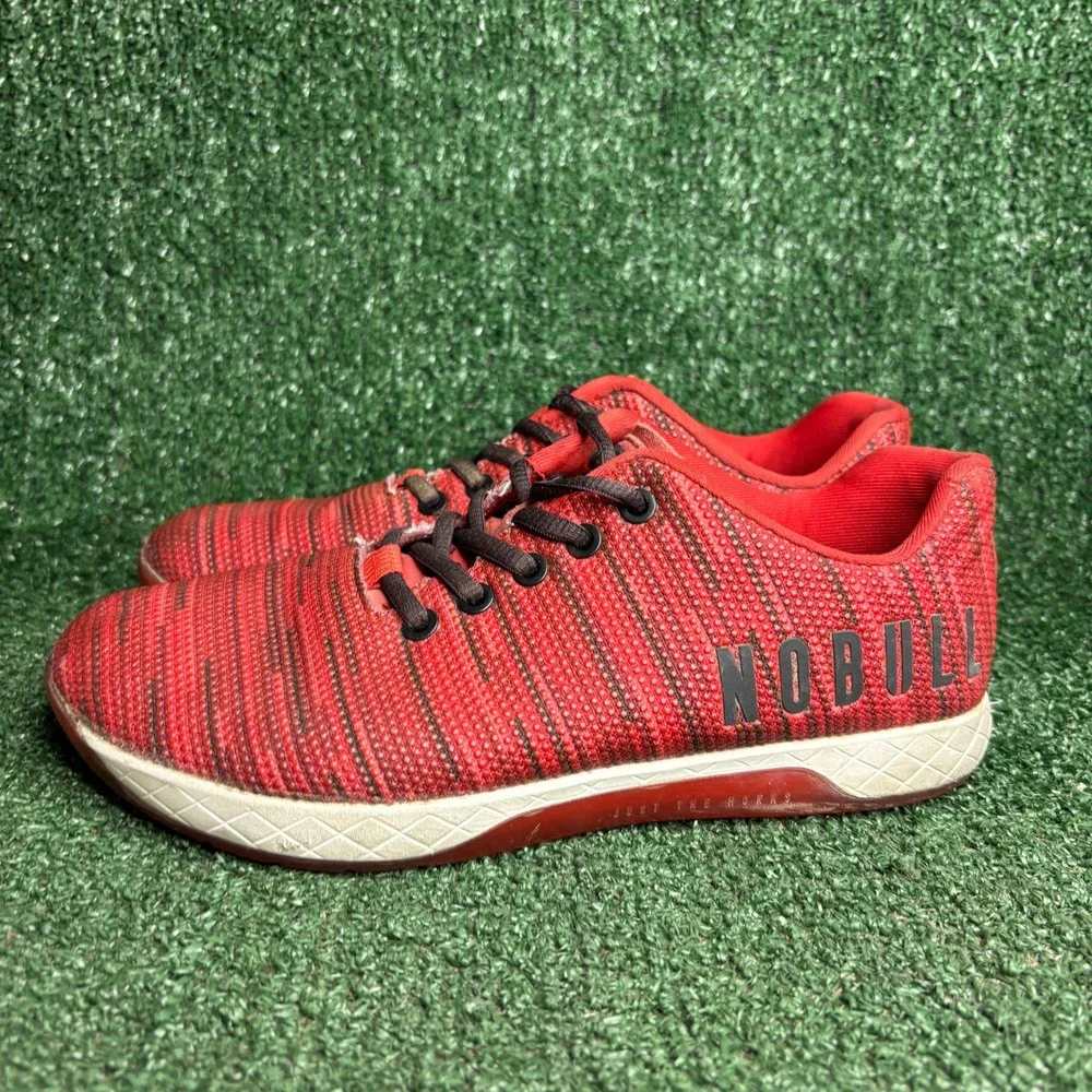 NOBULL Superfabric Trainer Stripe Cross Training Shoe Red Black Womens Size 9